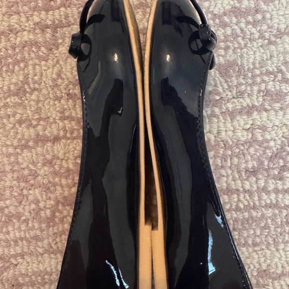 Navy Blue Janie and Jack Shiny Black Flats with Bow - Picture 2 of 2